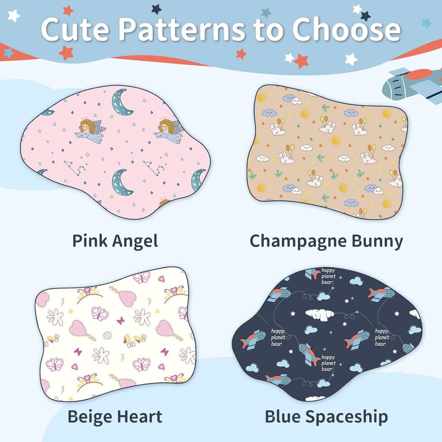 Baby Bonnet, Soft Silk Satin Bonnet for Girls Boys, Double Layer & Wide Elastic Band Sleeping Cap, Adjustable Night Hat for Toddler Child Natural Hair Curly Hair (Blue Spaceship)