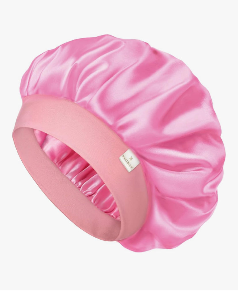 Satin Silk Bonnet for Sleeping, Double Layer Silk Sleep Cap for Men & Women, Soft Satin Lined Bonnet for Natural & Curly Hair(Black)