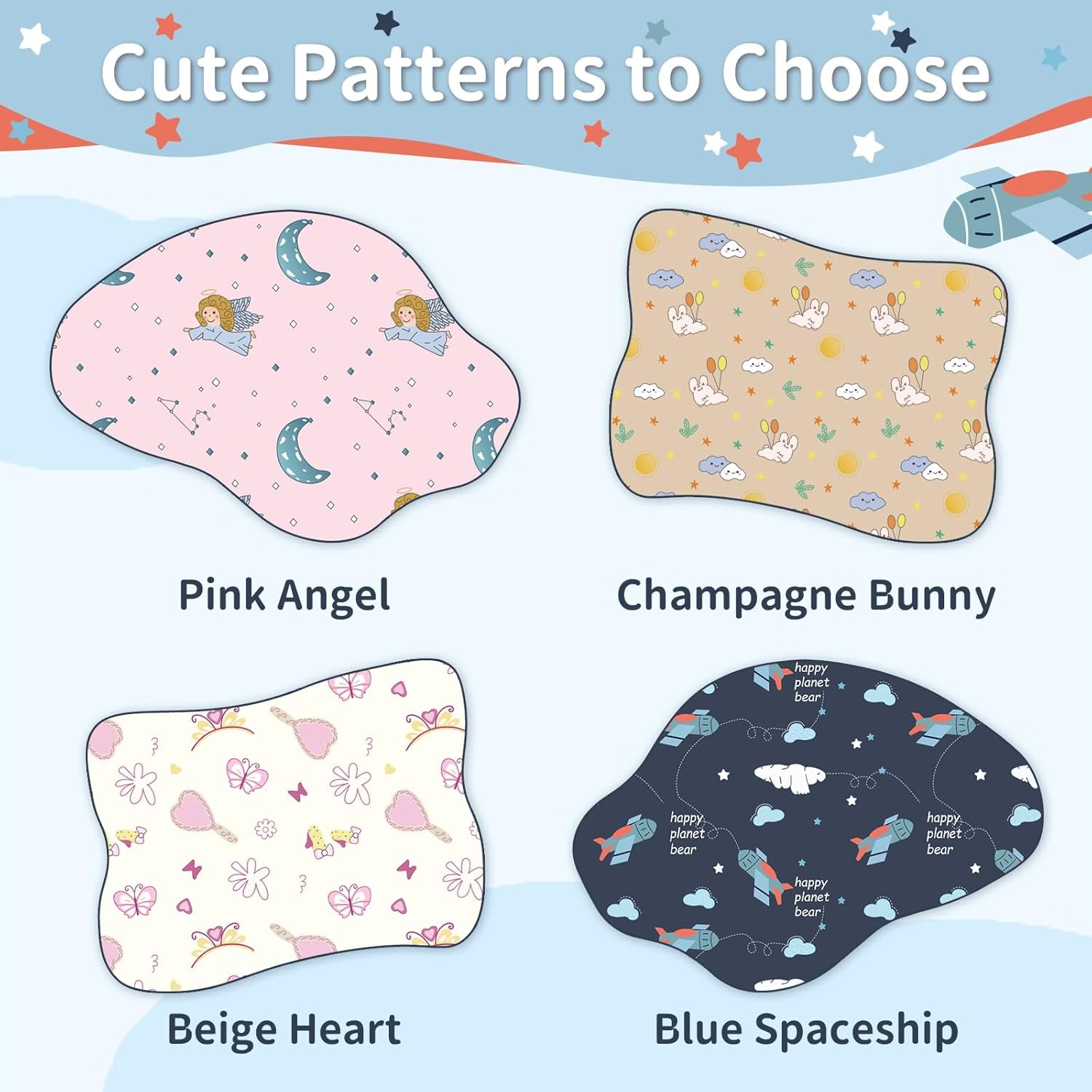 Baby Bonnet, Soft Silk Satin Bonnet for Girls Boys, Double Layer & Wide Elastic Band Sleeping Cap, Adjustable Night Hat for Toddler Child Natural Hair Curly Hair (Blue Spaceship)